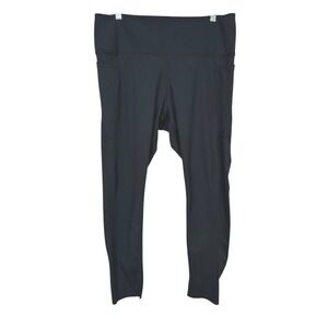 Danskin‎ Womens Black Athletic Leggings XL GUC Pockets Reflective Detail